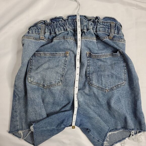 PAPER BAG shorts waist high rise bermuda cut off denim 12 - Picture 10 of 11